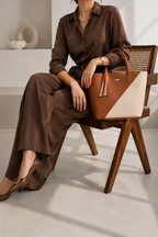 Dual-Tone Quilted Tote Bag