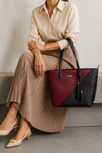 Dual-Tone Quilted Tote Bag