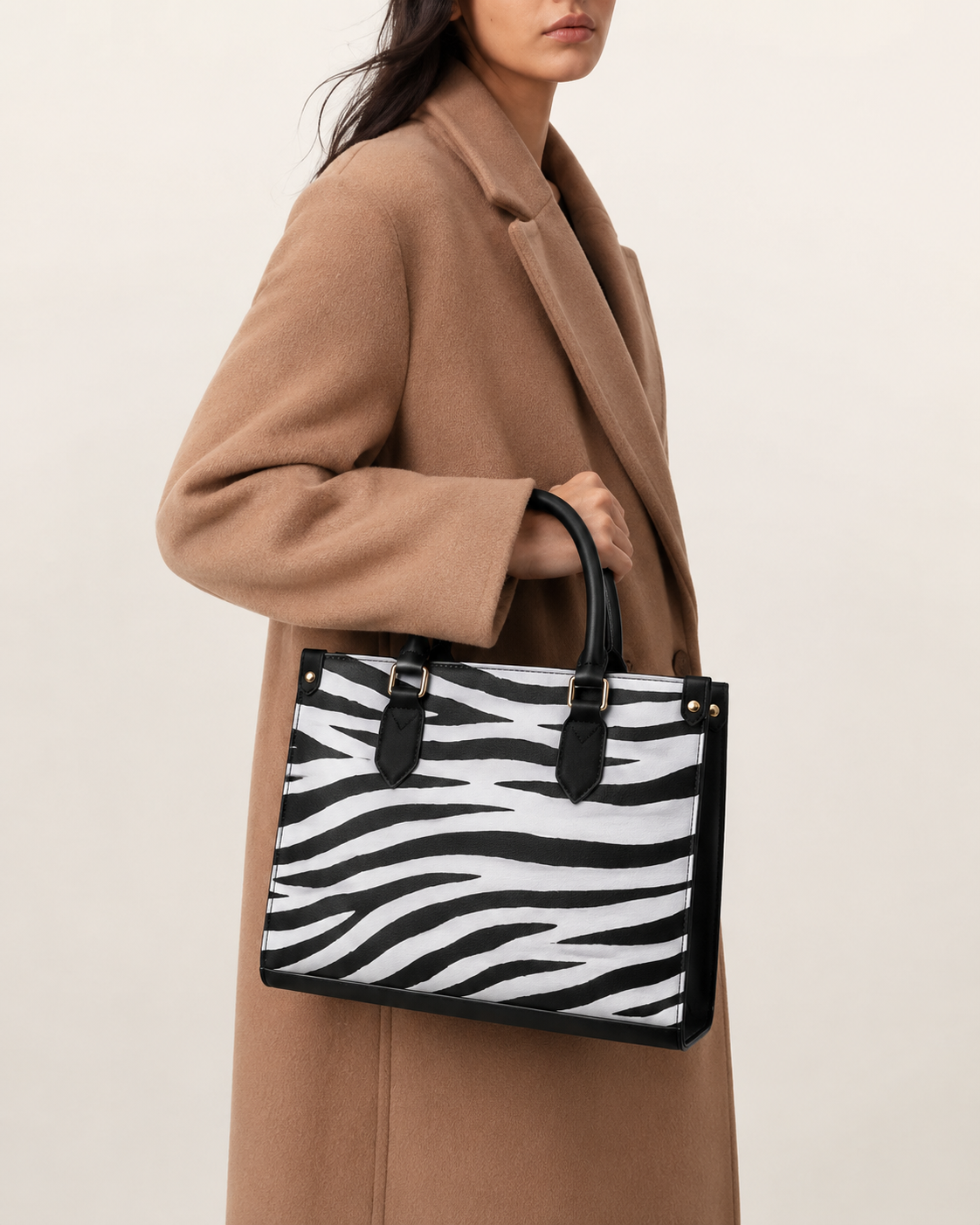 Zebra Print Structured Tote Bag Main image
