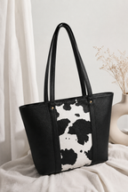 Cow Print Panel Tote Bag