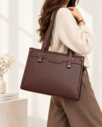 Aurelia Structured Luxe Tote – Dark Brown