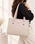 Luna Luxe Structured Tote – Cream
