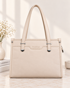 Luna Luxe Structured Tote – Cream