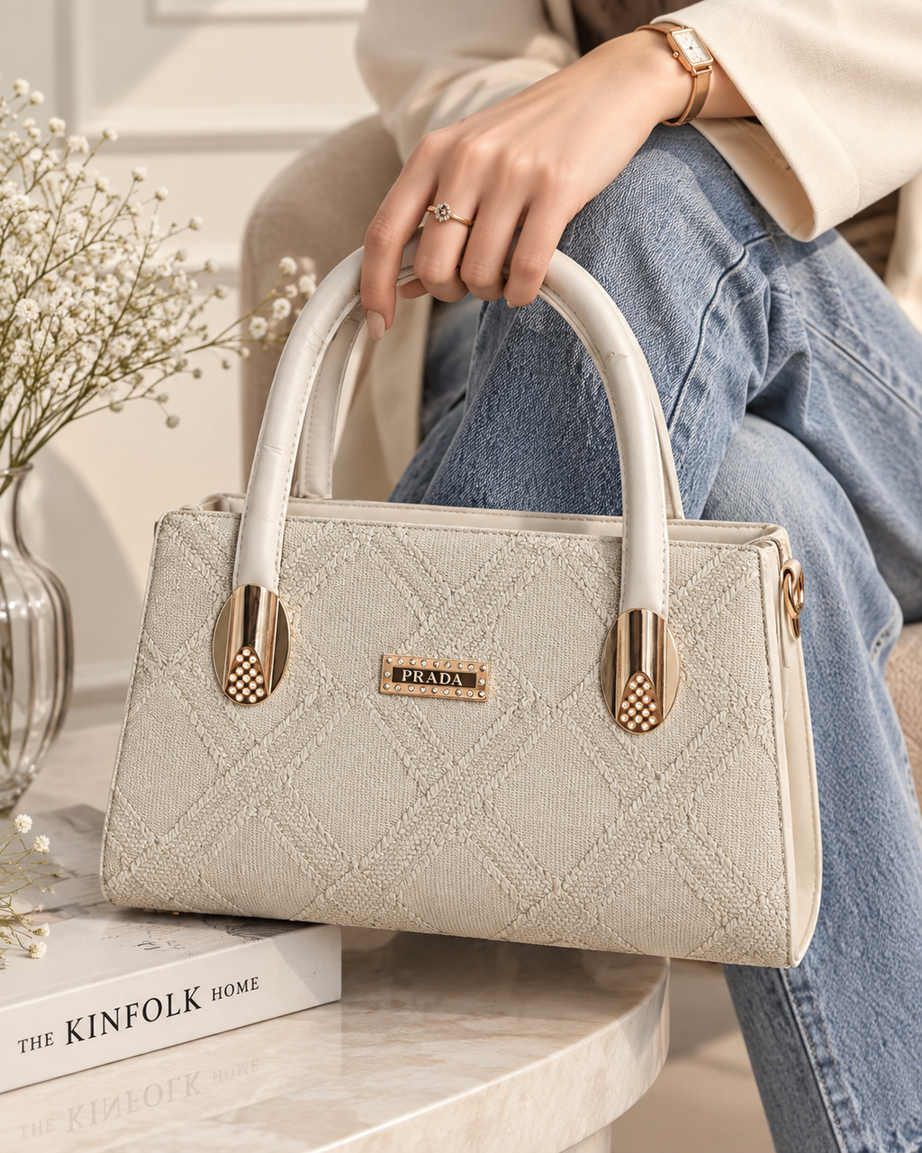 Ivory Elise Textured Tote