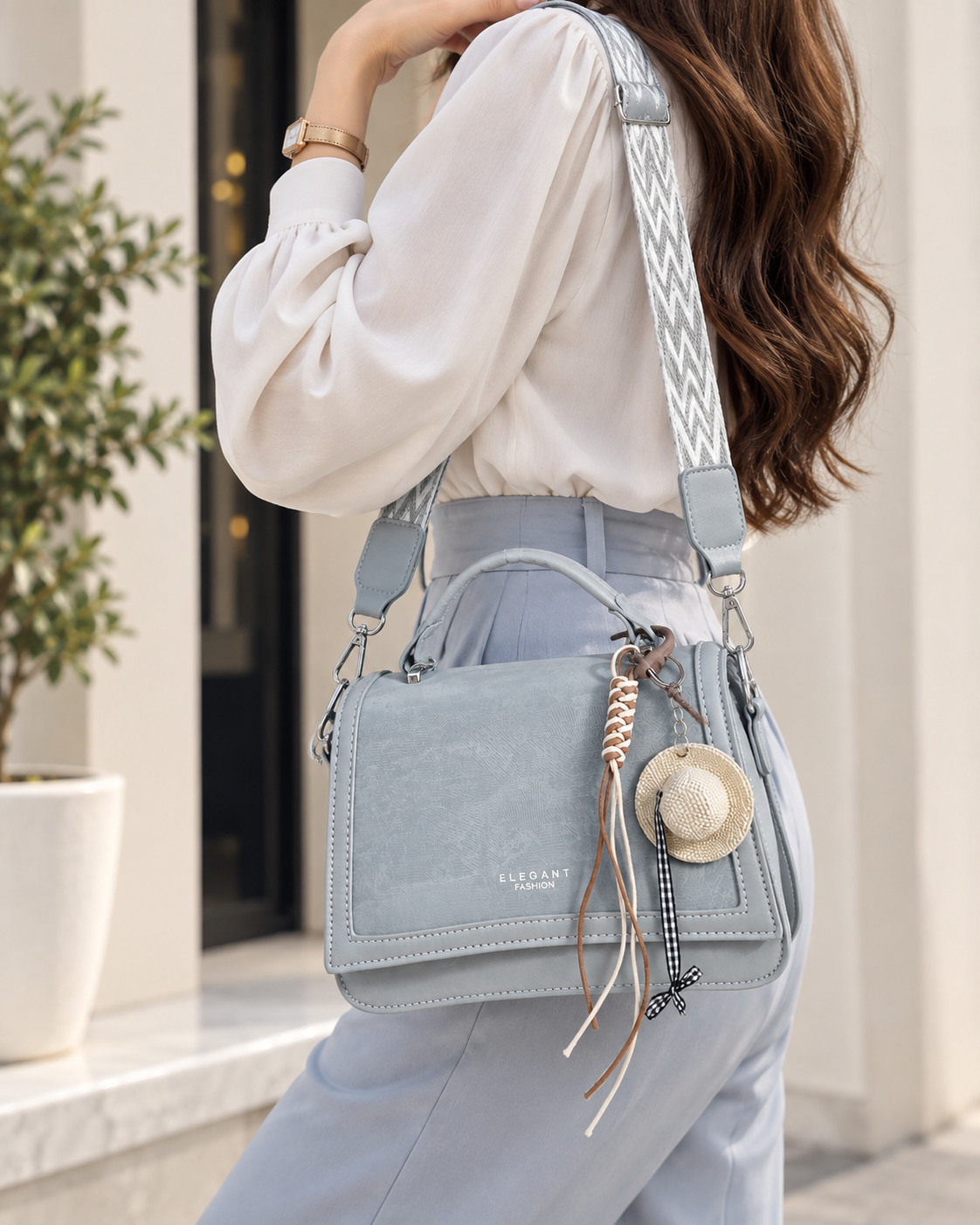 Elegant Misty Blue Charm Bag