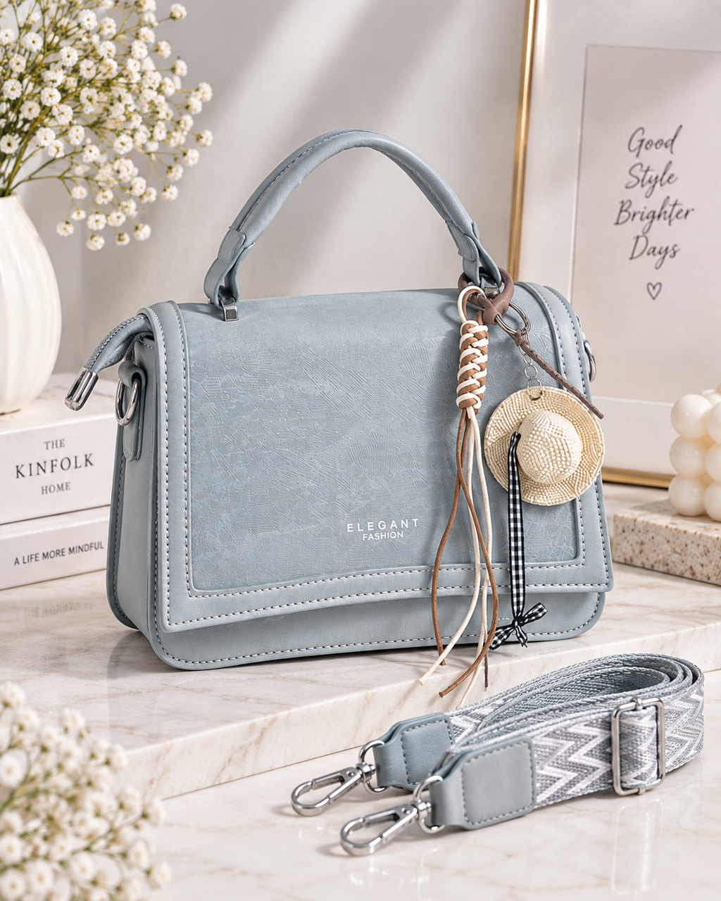 Elegant Misty Blue Charm Bag