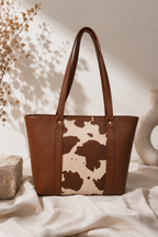 Cow Print Panel Tote Bag