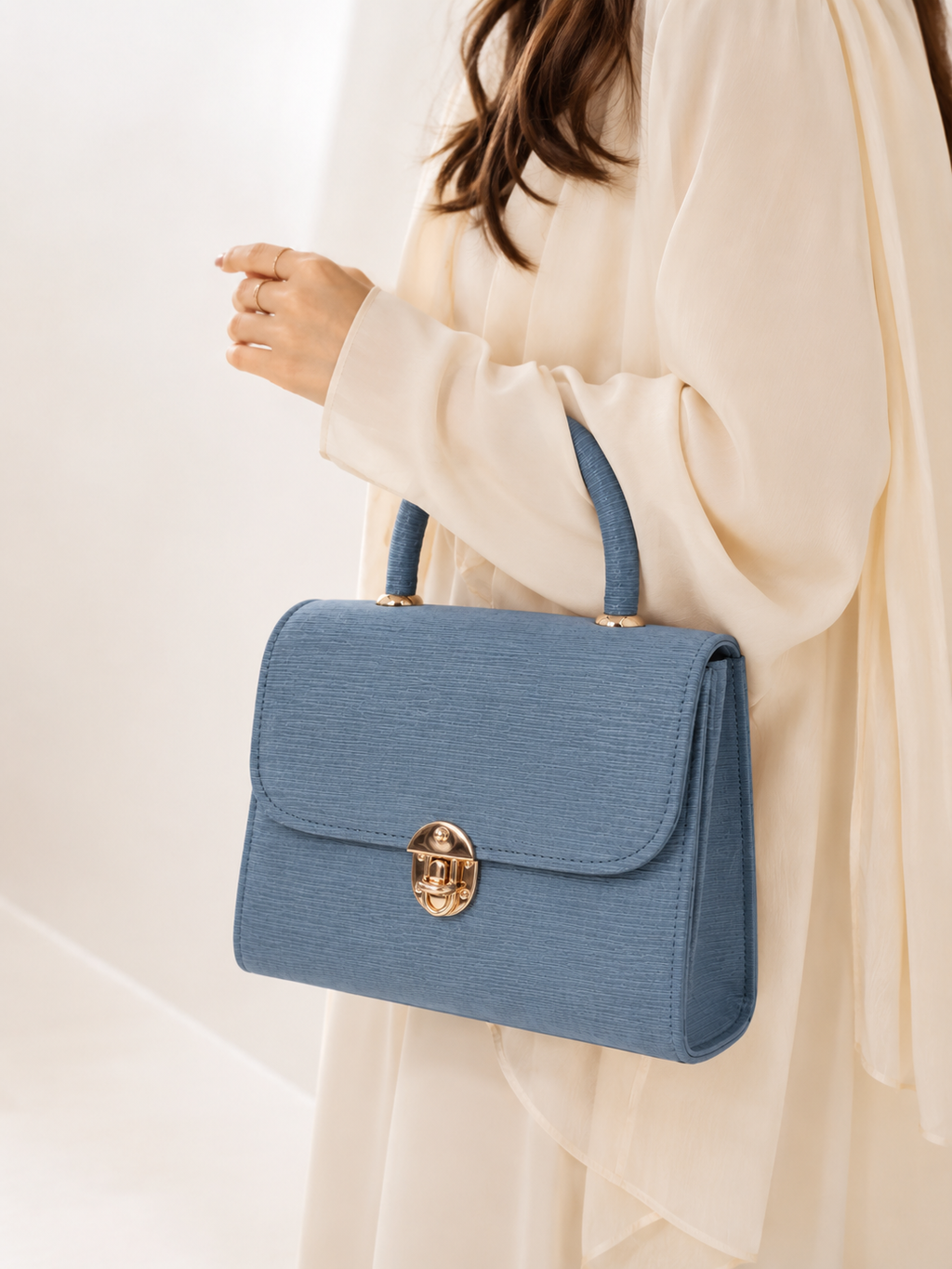 Textured Top Handle Handbag