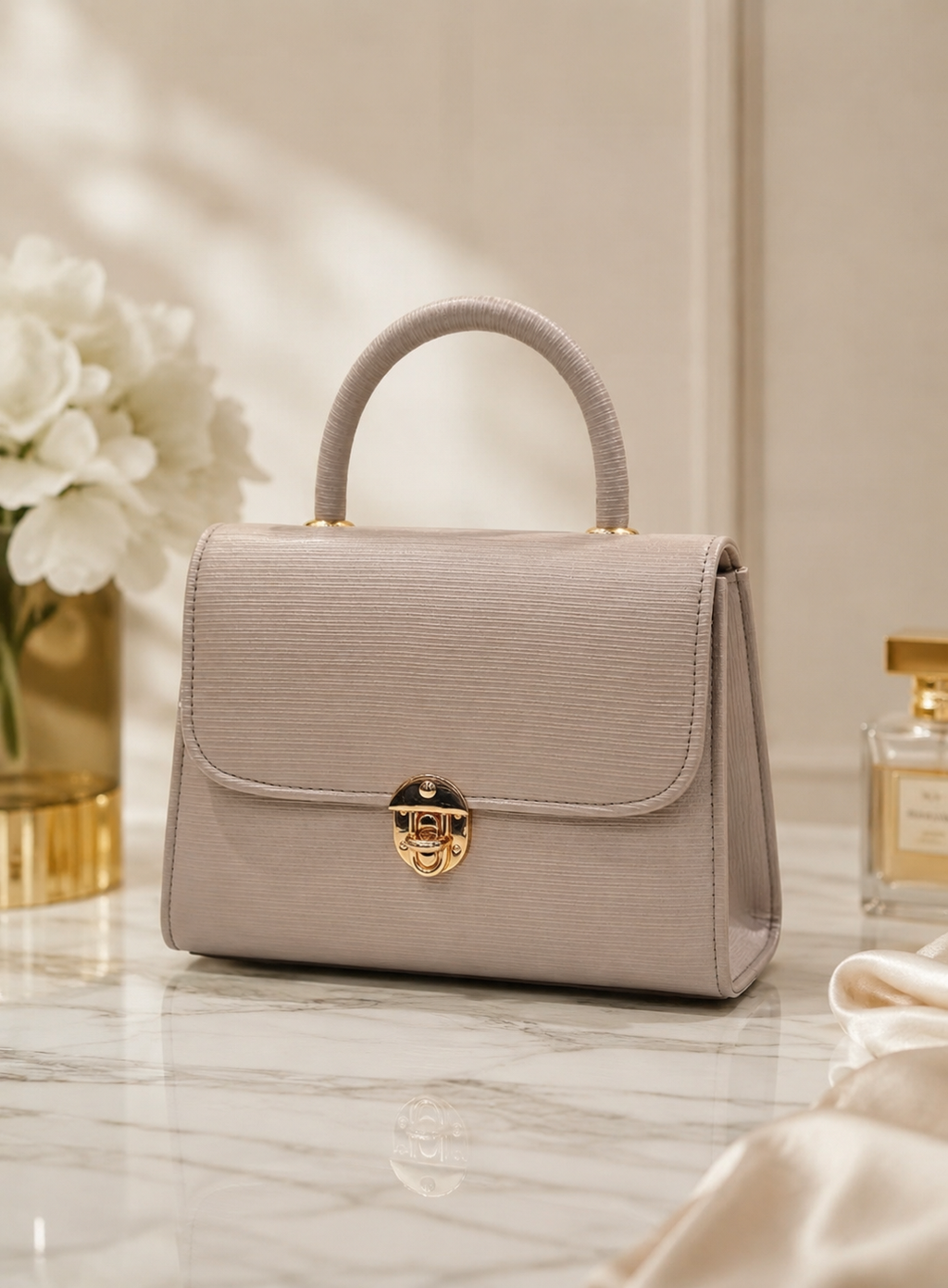 Textured Top Handle Handbag