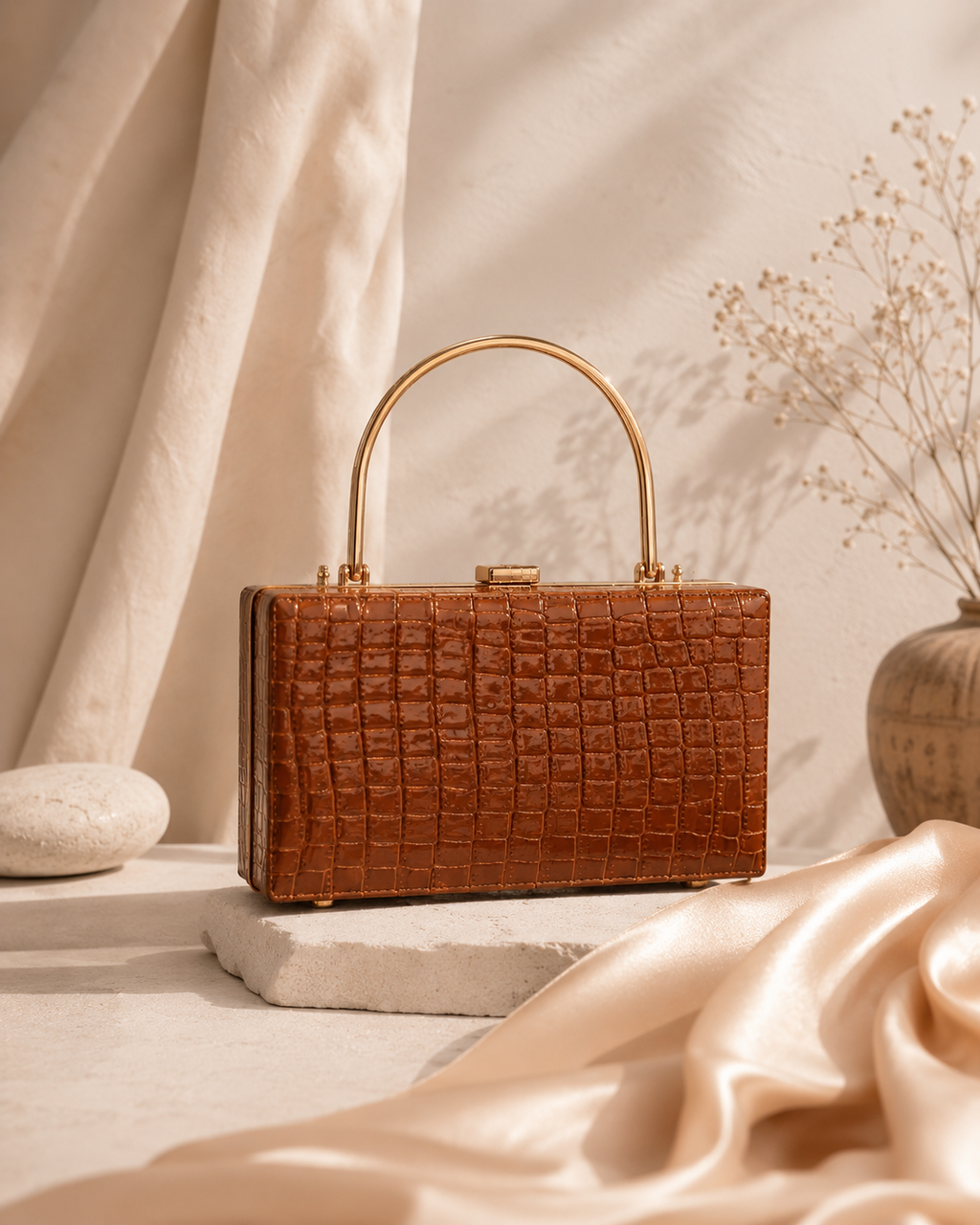 Texture Box Clutch Bag