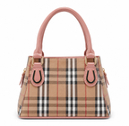 Plaid Top Handle Handbag – Pink & Beige