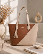 Dual-Tone Quilted Tote Bag