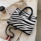 Zebra Print Structured Tote Bag